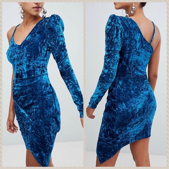 ASOS Dresses & Skirts - NWT crushed velvet one shoulder mini dress slip